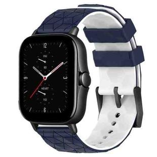 For Amazfit GTS 2E 20mm Football Texture Two-Color Silicone Watch Band(Midnight Blue + White)