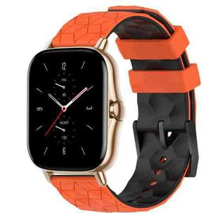 For Amazfit GTS 2 20mm Football Texture Two-Color Silicone Watch Band(Orange+Black)