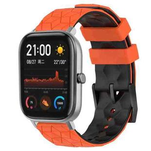 For Amazfit GTS 20mm Football Texture Two-Color Silicone Watch Band(Orange+Black)