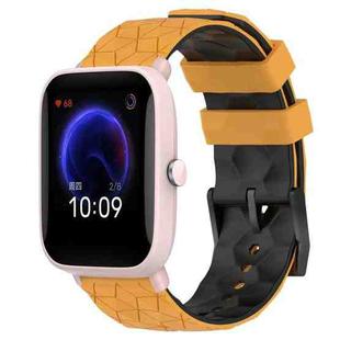 For Amazfit Pop Pro 20mm Football Texture Two-Color Silicone Watch Band(Yellow+Black)