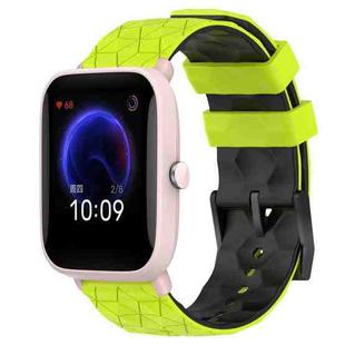 For Amazfit Pop Pro 20mm Football Texture Two-Color Silicone Watch Band(Lime Green + Black)