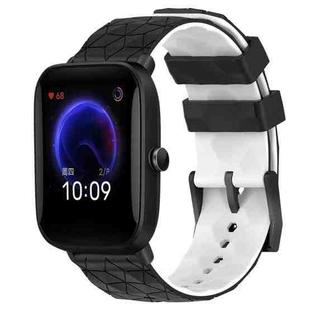 For Amazfit Pop 20mm Football Texture Two-Color Silicone Watch Band(Black+White)