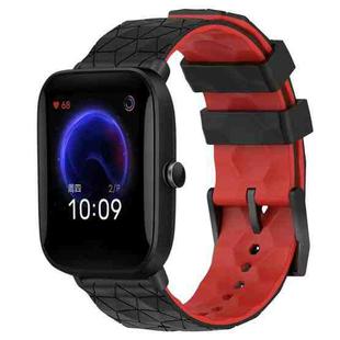 For Amazfit Pop 20mm Football Texture Two-Color Silicone Watch Band(Black+Red)
