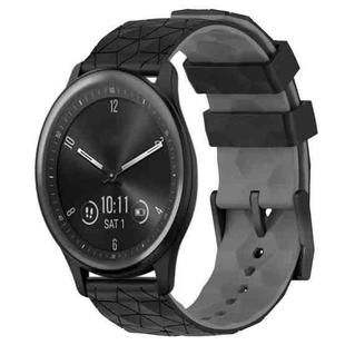 For Garmin Vivomove Sport 20mm Football Pattern Two-Color Silicone Watch Band(Black+Grey)