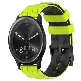 For Garmin Vivomove Sport 20mm Football Pattern Two-Color Silicone Watch Band(Lime Green + Black)