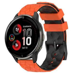 For Garmin Venu 2 Plus 20mm Football Pattern Two-Color Silicone Watch Band(Orange+Black)