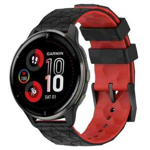 For Garmin Venu 2 Plus 20mm Football Pattern Two-Color Silicone Watch Band(Black+Red)