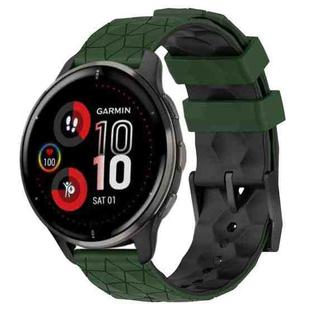 For Garmin Venu 2 Plus 20mm Football Pattern Two-Color Silicone Watch Band(Armygreen+Black)