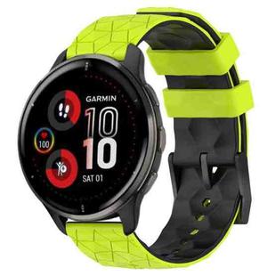 For Garmin Venu 2 Plus 20mm Football Pattern Two-Color Silicone Watch Band(Lime Green + Black)