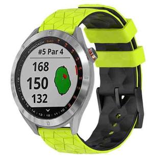 For Garmin Approach S40 20mm Football Pattern Two-Color Silicone Watch Band(Lime Green + Black)