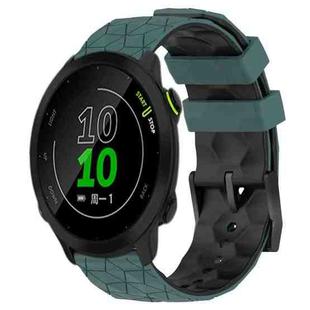 For Garmin Forerunner 158 20mm Football Pattern Two-Color Silicone Watch Band(Olive Green + Black)