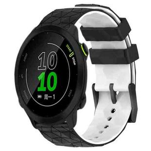 For Garmin Forerunner 158 20mm Football Pattern Two-Color Silicone Watch Band(Black+White)