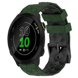 For Garmin Forerunner 158 20mm Football Pattern Two-Color Silicone Watch Band(Armygreen+Black)