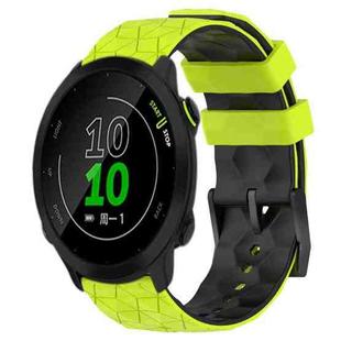 For Garmin Forerunner 158 20mm Football Pattern Two-Color Silicone Watch Band(Lime Green + Black)