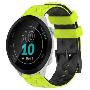 For Garmin Forerunner 55 20mm Football Pattern Two-Color Silicone Watch Band(Lime Green + Black)