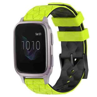For Garmin Venu SQ 20mm Football Pattern Two-Color Silicone Watch Band(Lime Green + Black)