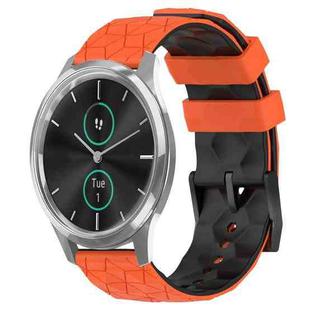 For Garminmove Luxe 20mm Football Pattern Two-Color Silicone Watch Band(Orange+Black)