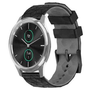 For Garminmove Luxe 20mm Football Pattern Two-Color Silicone Watch Band(Black+Grey)