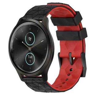 For Garminmove Style 20mm Football Pattern Two-Color Silicone Watch Band(Black+Red)