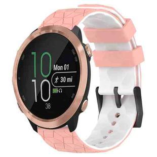 For Garmin Forerunner 645 Music 20mm Football Pattern Two-Color Silicone Watch Band(Pink+White)