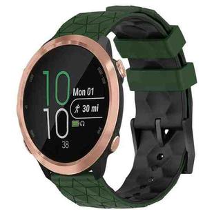 For Garmin Forerunner 645 Music 20mm Football Pattern Two-Color Silicone Watch Band(Armygreen+Black)