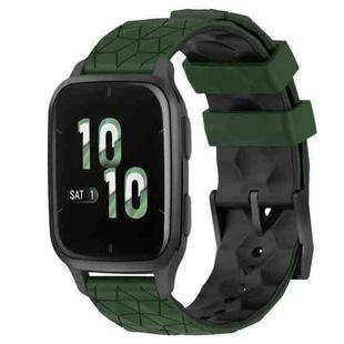 For Garmin Forerunner Sq2 20mm Football Pattern Two-Color Silicone Watch Band(Armygreen+Black)