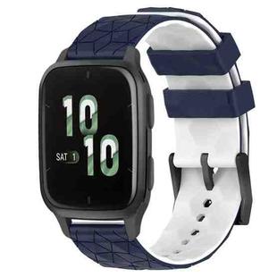 For Garmin Forerunner Sq2 20mm Football Pattern Two-Color Silicone Watch Band(Midnight Blue + White)