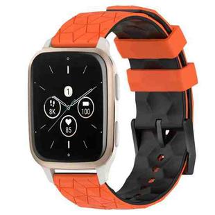 For Garmin Forerunner Sq2 Music 20mm Football Pattern Two-Color Silicone Watch Band(Orange+Black)
