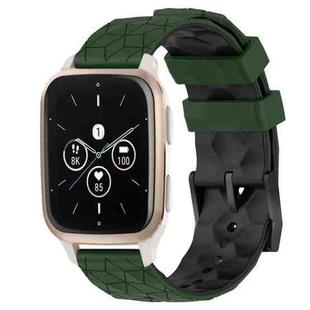 For Garmin Forerunner Sq2 Music 20mm Football Pattern Two-Color Silicone Watch Band(Armygreen+Black)