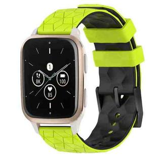 For Garmin Forerunner Sq2 Music 20mm Football Pattern Two-Color Silicone Watch Band(Lime Green + Black)