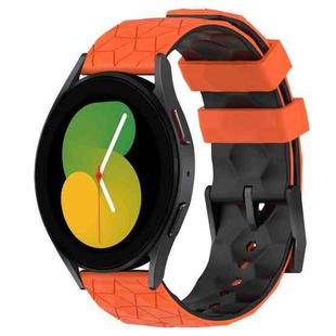 For Samsung Galaxy Watch 5 44mm 20mm Football Pattern Two-Color Silicone Watch Band(Orange+Black)