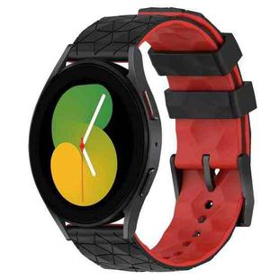 For Samsung Galaxy Watch 5 44mm 20mm Football Pattern Two-Color Silicone Watch Band(Black+Red)