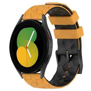 For Samsung Galaxy Watch 5 44mm 20mm Football Pattern Two-Color Silicone Watch Band(Yellow+Black)