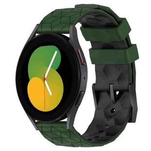 For Samsung Galaxy Watch 5 44mm 20mm Football Pattern Two-Color Silicone Watch Band(Armygreen+Black)