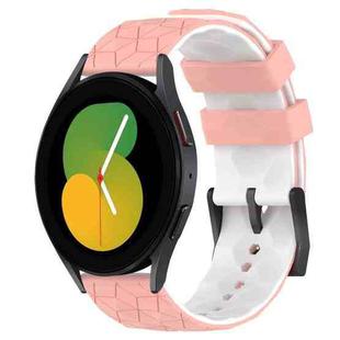 For Samsung Galaxy Watch 5 40mm 20mm Football Pattern Two-Color Silicone Watch Band(Pink+White)