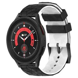 For Samsung Galaxy Watch 5 Pro 45mm 20mm Football Pattern Two-Color Silicone Watch Band(Black+White)