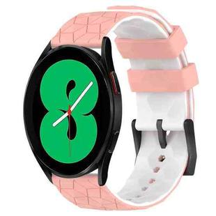 For Samsung Galaxy Watch 4 44mm 20mm Football Pattern Two-Color Silicone Watch Band(Pink+White)