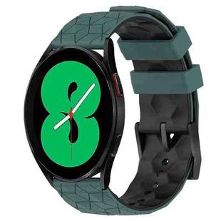 For Samsung Galaxy Watch 4 44mm 20mm Football Pattern Two-Color Silicone Watch Band(Olive Green + Black)