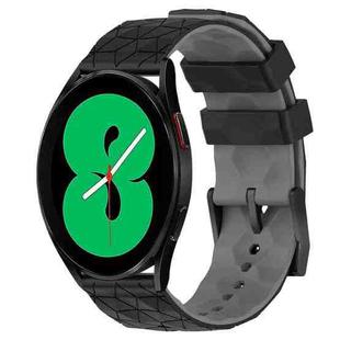 For Samsung Galaxy Watch 4 44mm 20mm Football Pattern Two-Color Silicone Watch Band(Black+Grey)