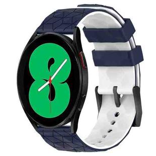 For Samsung Galaxy Watch 4 44mm 20mm Football Pattern Two-Color Silicone Watch Band(Midnight Blue + White)