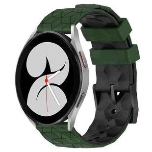 For Samsung Galaxy Watch 4 40mm 20mm Football Pattern Two-Color Silicone Watch Band(Armygreen+Black)