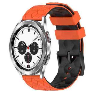 For Samsung  Galaxy Watch 4 Classic 42mm 20mm Football Pattern Two-Color Silicone Watch Band(Orange+Black)