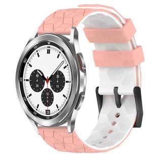 For Samsung  Galaxy Watch 4 Classic 42mm 20mm Football Pattern Two-Color Silicone Watch Band(Pink+White)