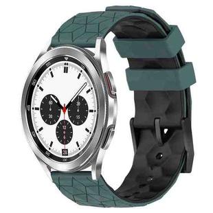 For Samsung  Galaxy Watch 4 Classic 42mm 20mm Football Pattern Two-Color Silicone Watch Band(Olive Green + Black)