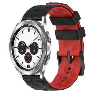 For Samsung  Galaxy Watch 4 Classic 42mm 20mm Football Pattern Two-Color Silicone Watch Band(Black+Red)