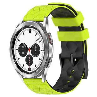 For Samsung  Galaxy Watch 4 Classic 42mm 20mm Football Pattern Two-Color Silicone Watch Band(Lime Green + Black)