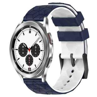 For Samsung  Galaxy Watch 4 Classic 42mm 20mm Football Pattern Two-Color Silicone Watch Band(Midnight Blue + White)