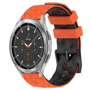 For Samsung  Galaxy Watch 4 Classic 46mm 20mm Football Pattern Two-Color Silicone Watch Band(Orange+Black)