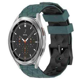 For Samsung  Galaxy Watch 4 Classic 46mm 20mm Football Pattern Two-Color Silicone Watch Band(Olive Green + Black)