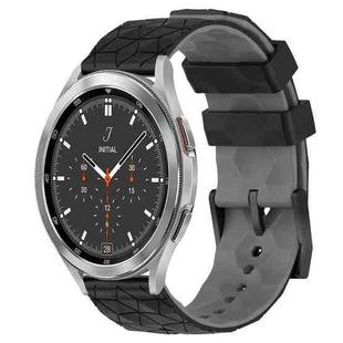 For Samsung  Galaxy Watch 4 Classic 46mm 20mm Football Pattern Two-Color Silicone Watch Band(Black+Grey)